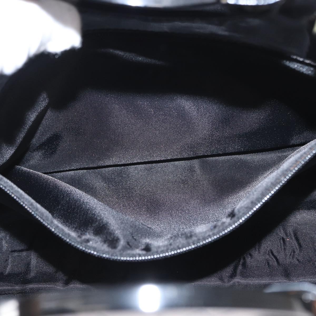 CELINE Circle Hand Bag Patent leather Black Silver Auth 164954