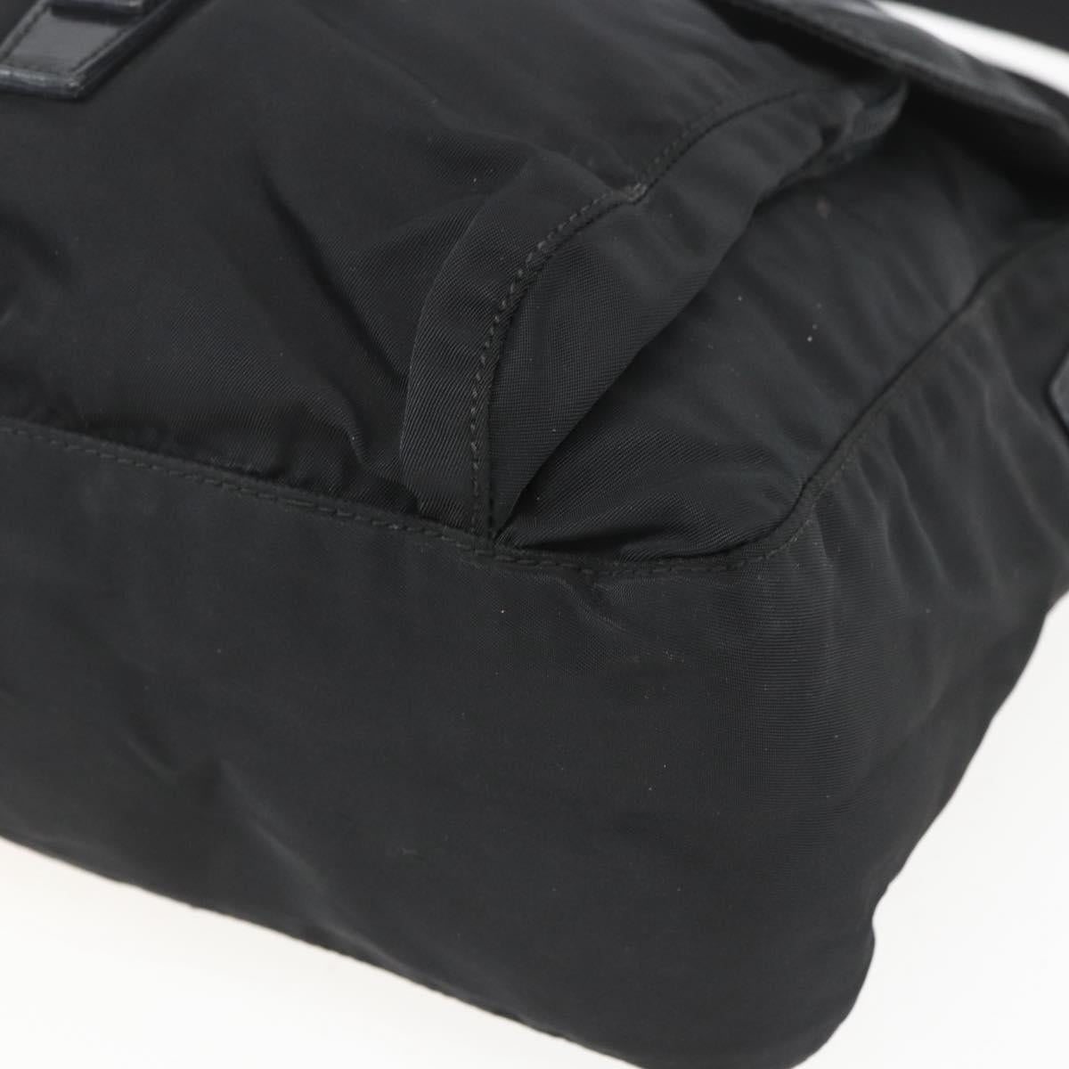 PRADA Shoulder Bag Nylon Black Silver Auth 164965