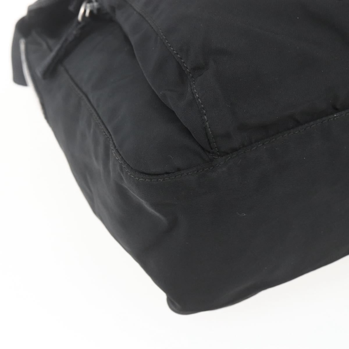 PRADA Shoulder Bag Nylon Black Silver Auth 164965
