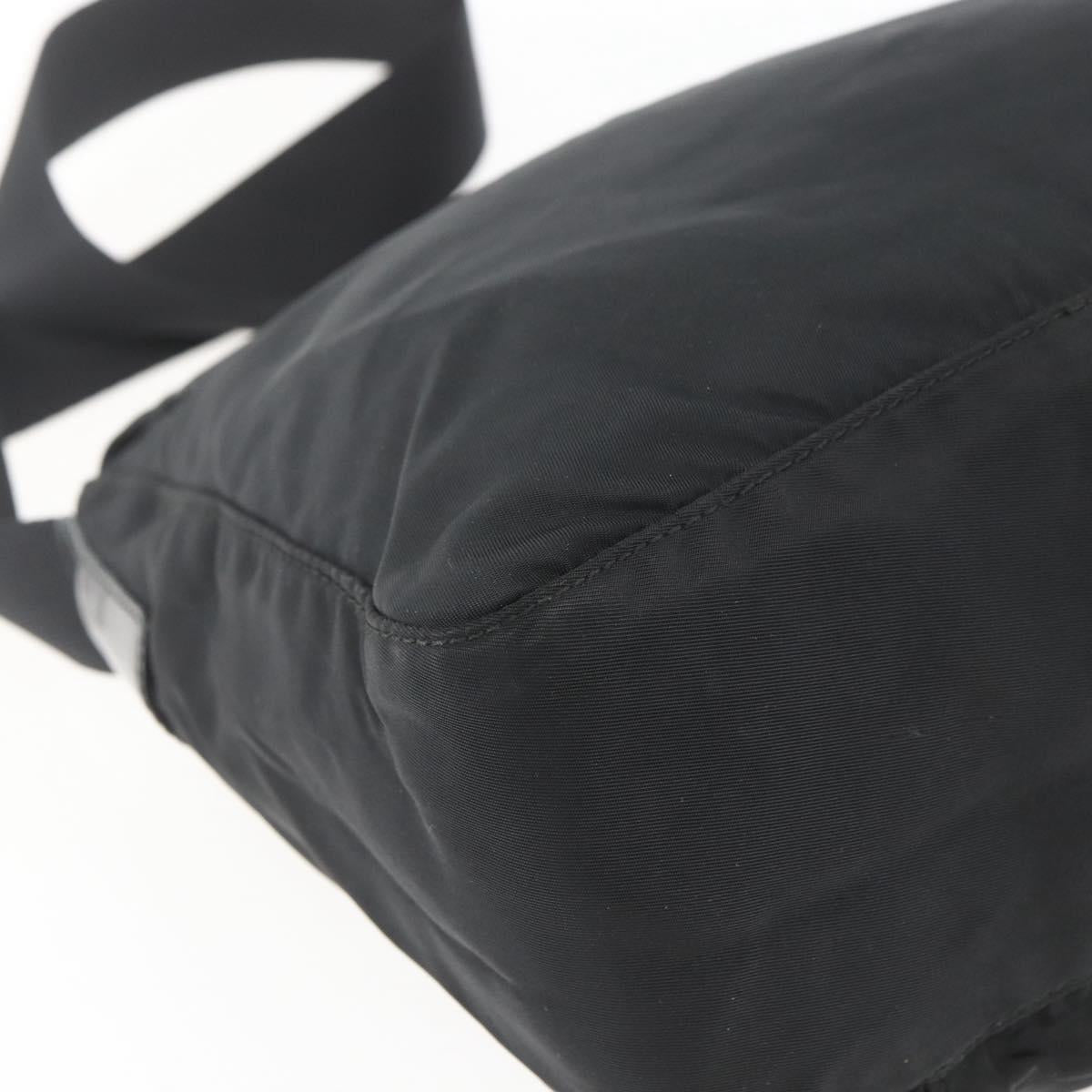 PRADA Shoulder Bag Nylon Black Silver Auth 164965