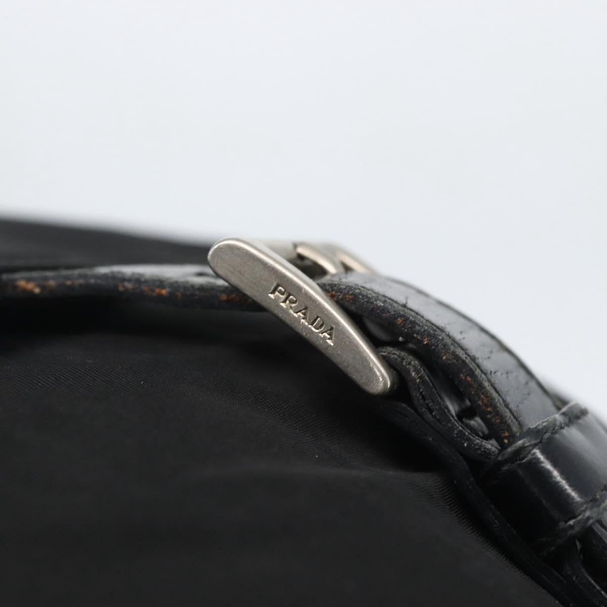 PRADA Shoulder Bag Nylon Black Silver Auth 164965