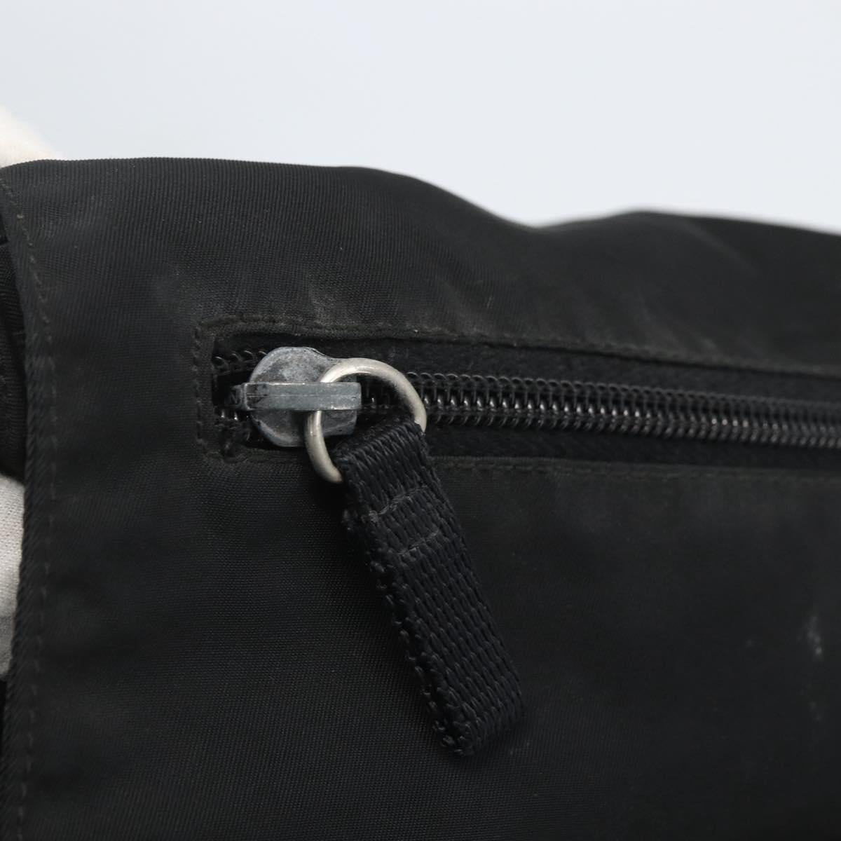 PRADA Shoulder Bag Nylon Black Silver Auth 164965