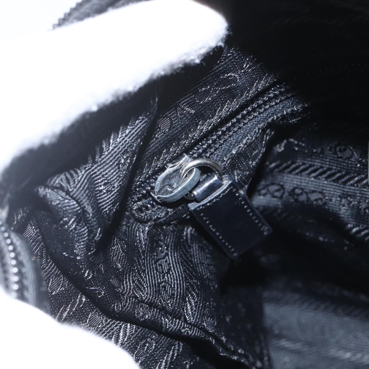 PRADA Shoulder Bag Nylon Black Silver Auth 164965