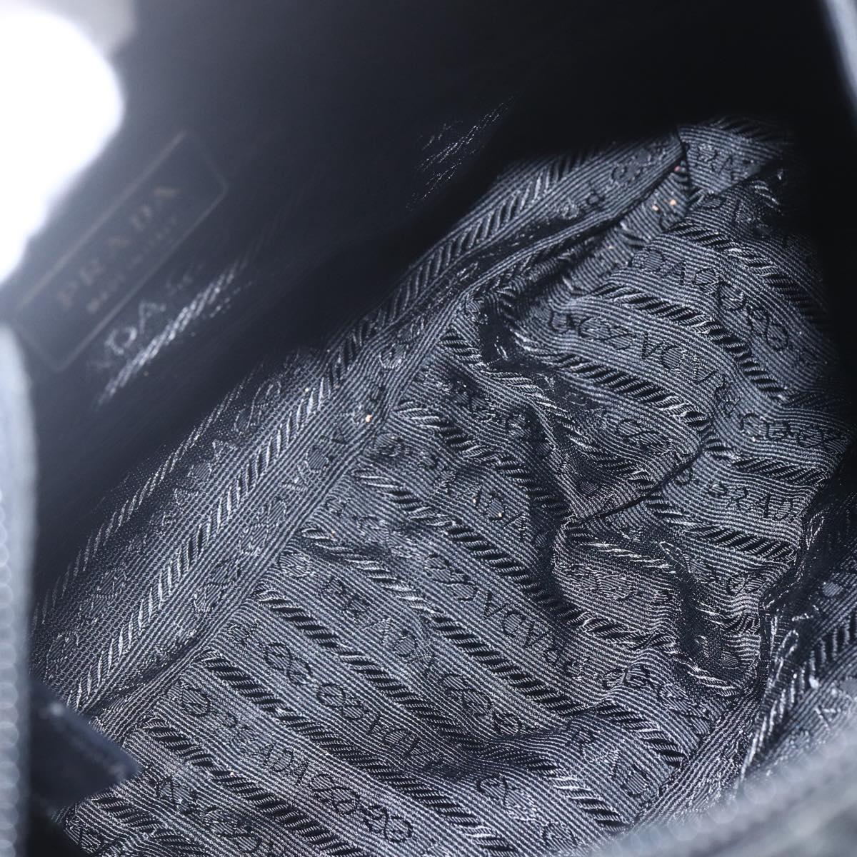 PRADA Shoulder Bag Nylon Black Silver Auth 164965