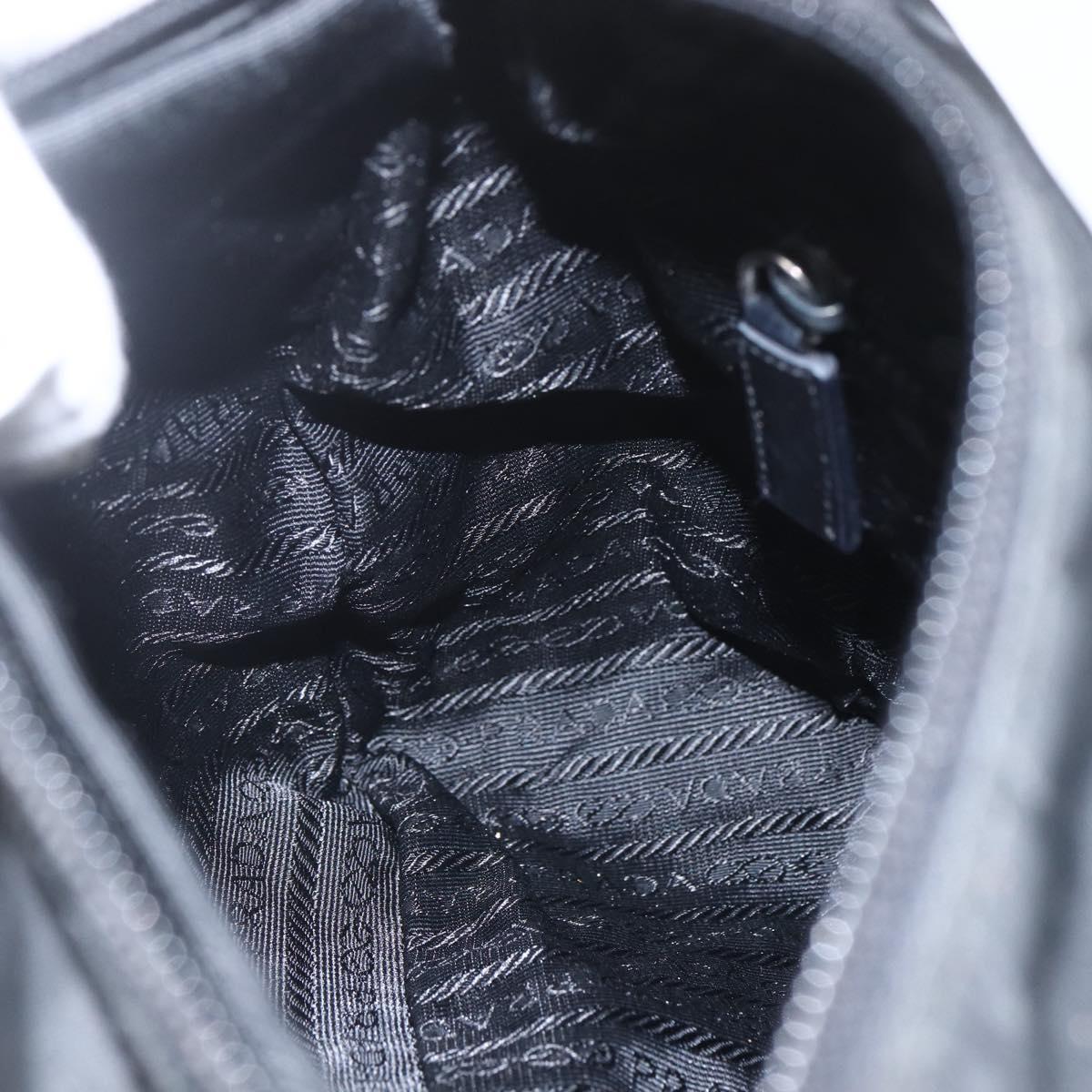 PRADA Shoulder Bag Nylon Black Silver Auth 164965