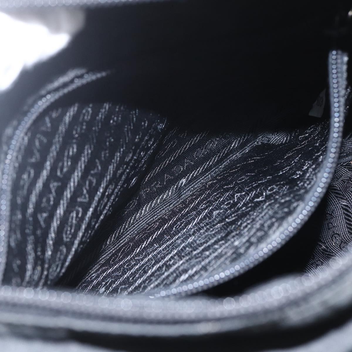 PRADA Shoulder Bag Nylon Black Silver Auth 164965