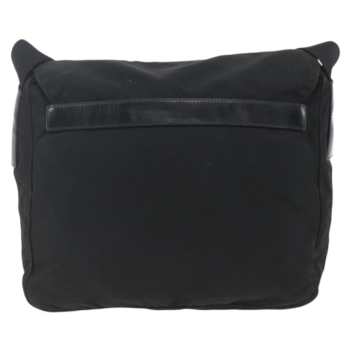 PRADA Shoulder Bag Nylon Black Silver Auth 164965