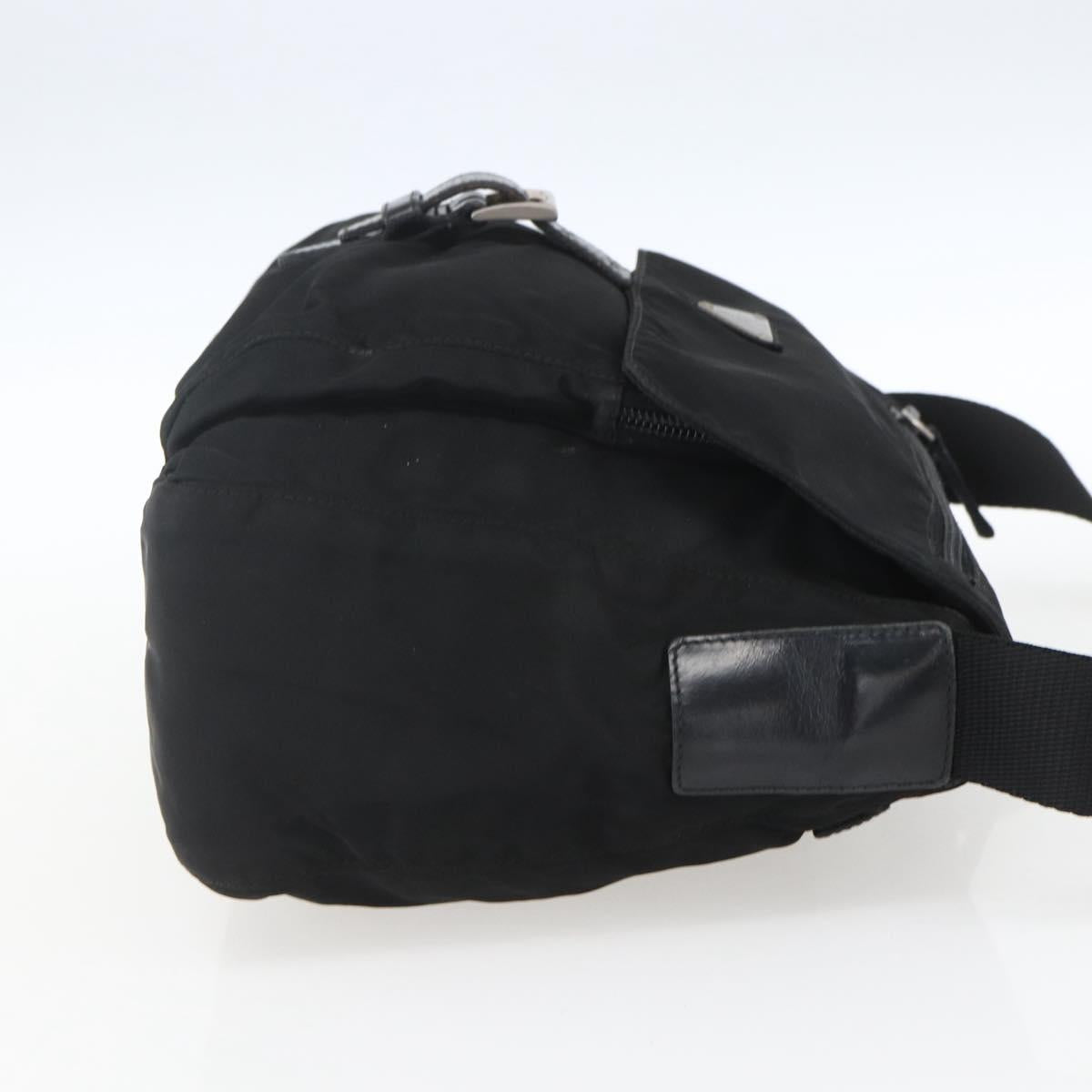 PRADA Shoulder Bag Nylon Black Silver Auth 164965
