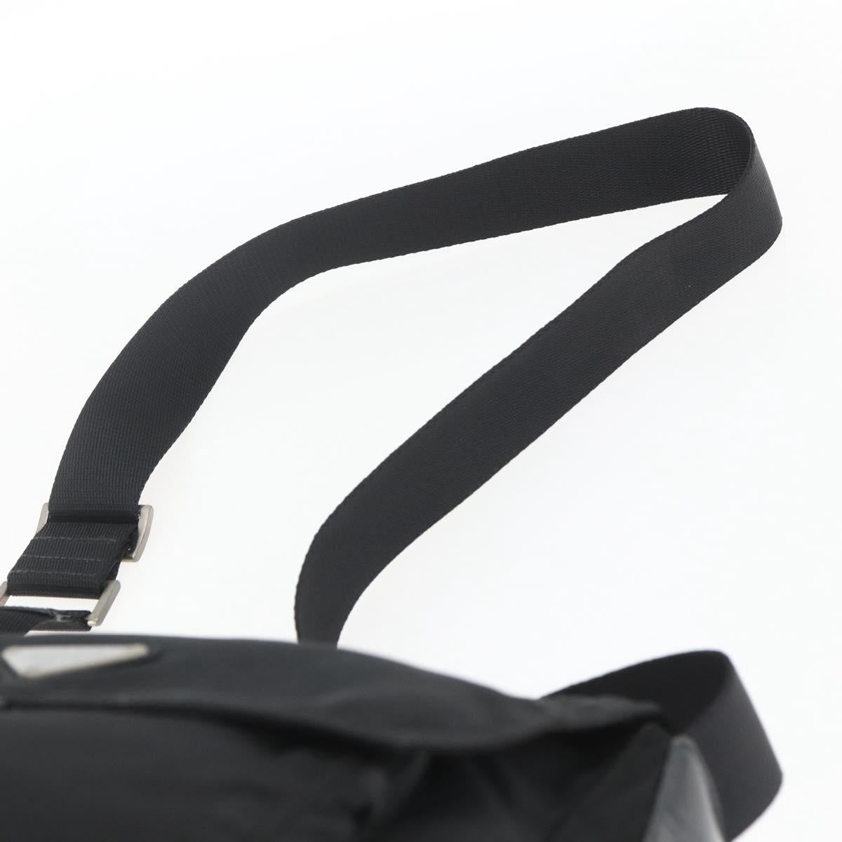 PRADA Shoulder Bag Nylon Black Silver Auth 164965
