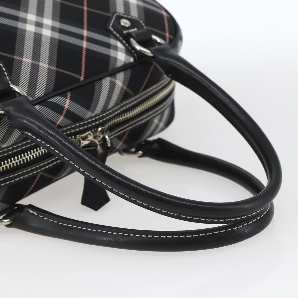 BURBERRY Nova Check Blue Label Hand Bag Nylon Black Silver Auth 164966V