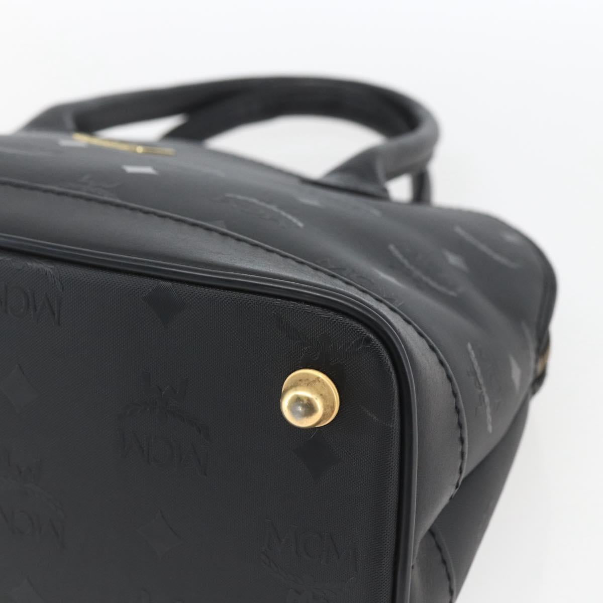 MCM Logogram Vicetos Hand Bag PVC Black Gold Auth 164967