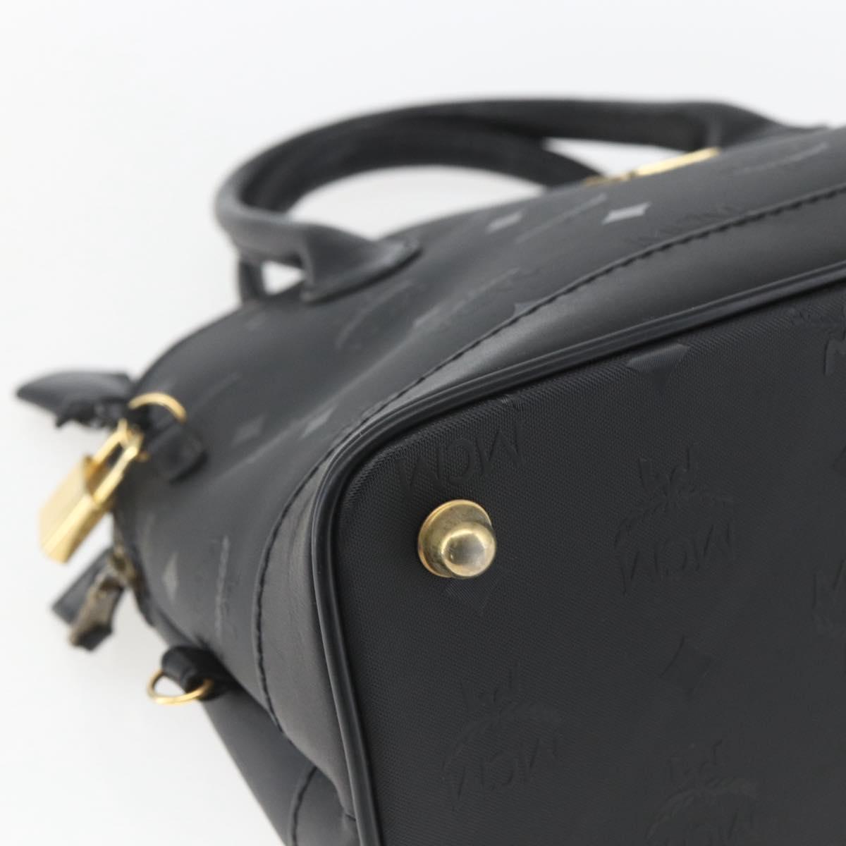 MCM Logogram Vicetos Hand Bag PVC Black Gold Auth 164967