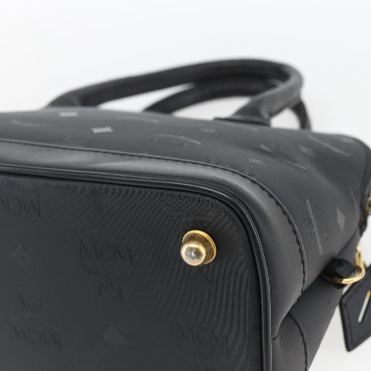 MCM Logogram Vicetos Hand Bag PVC Black Gold Auth 164967