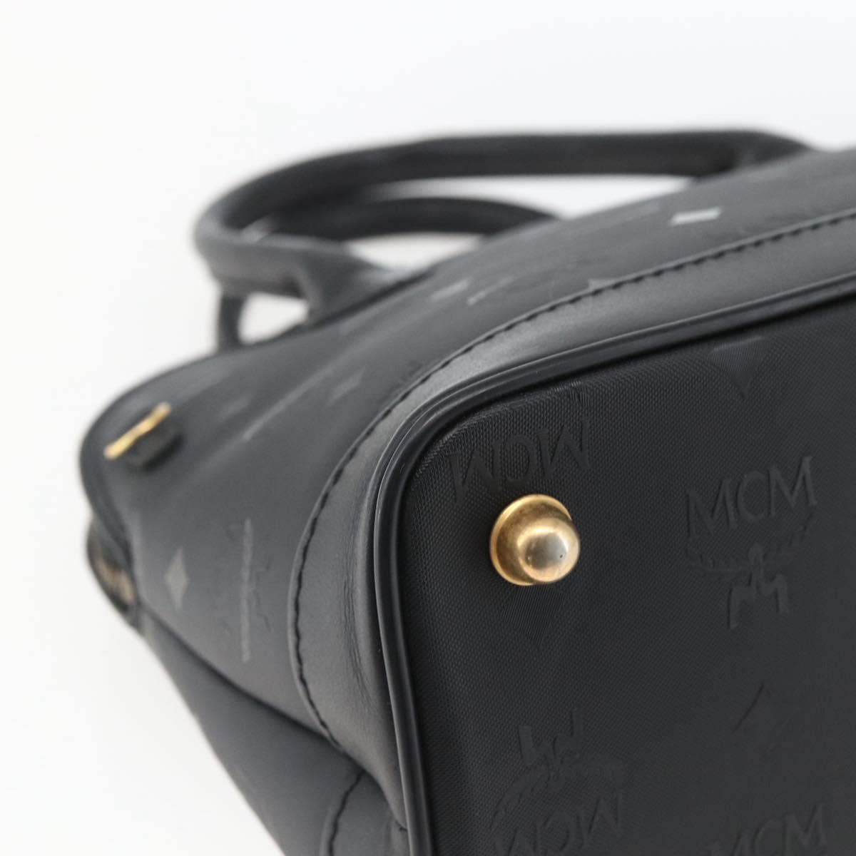 MCM Logogram Vicetos Hand Bag PVC Black Gold Auth 164967