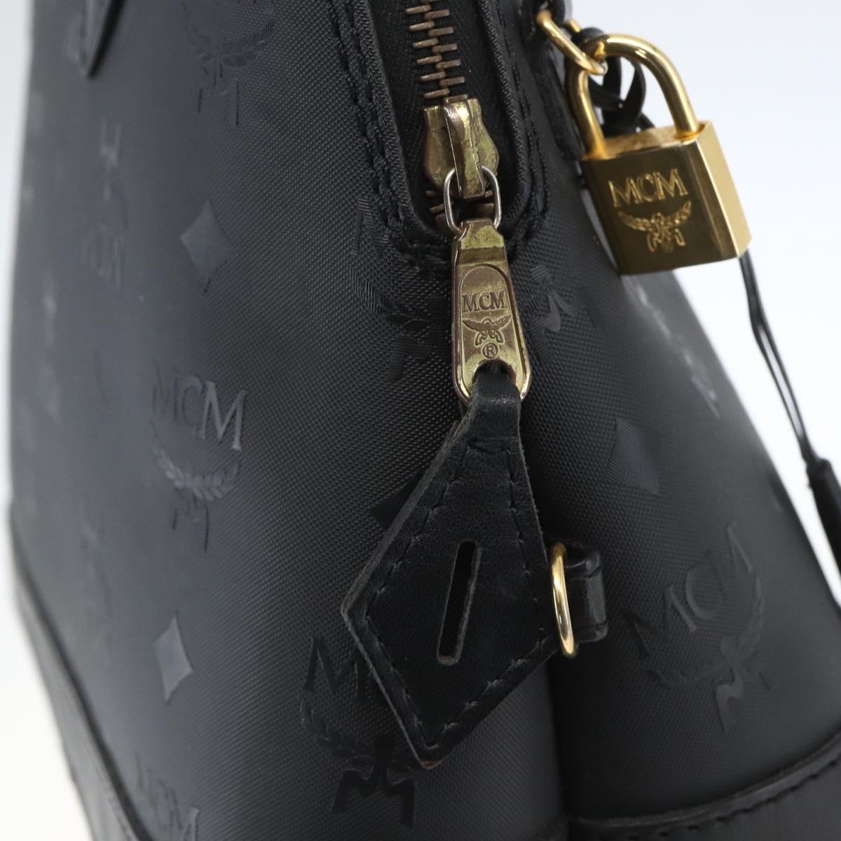 MCM Logogram Vicetos Hand Bag PVC Black Gold Auth 164967