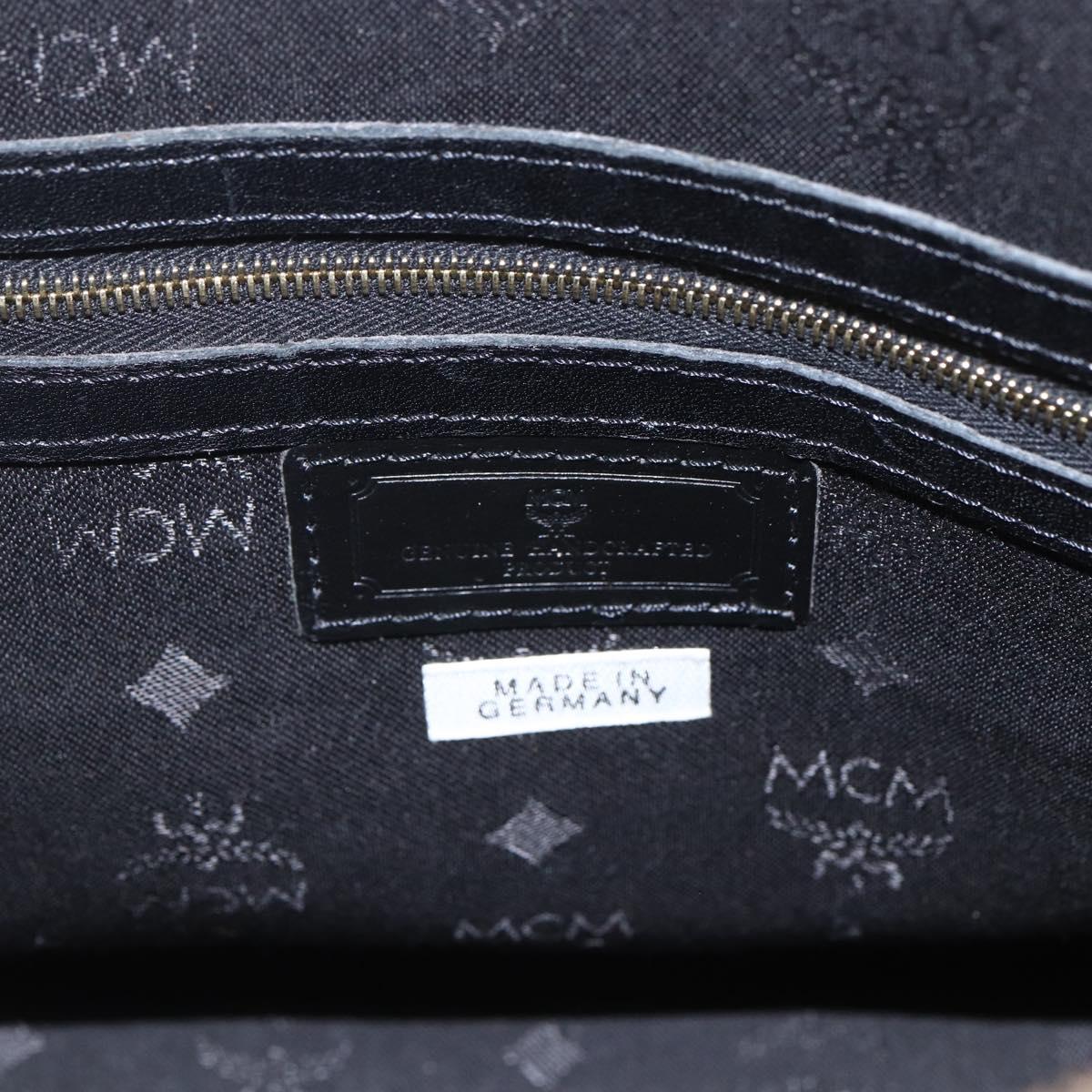 MCM Logogram Vicetos Hand Bag PVC Black Gold Auth 164967