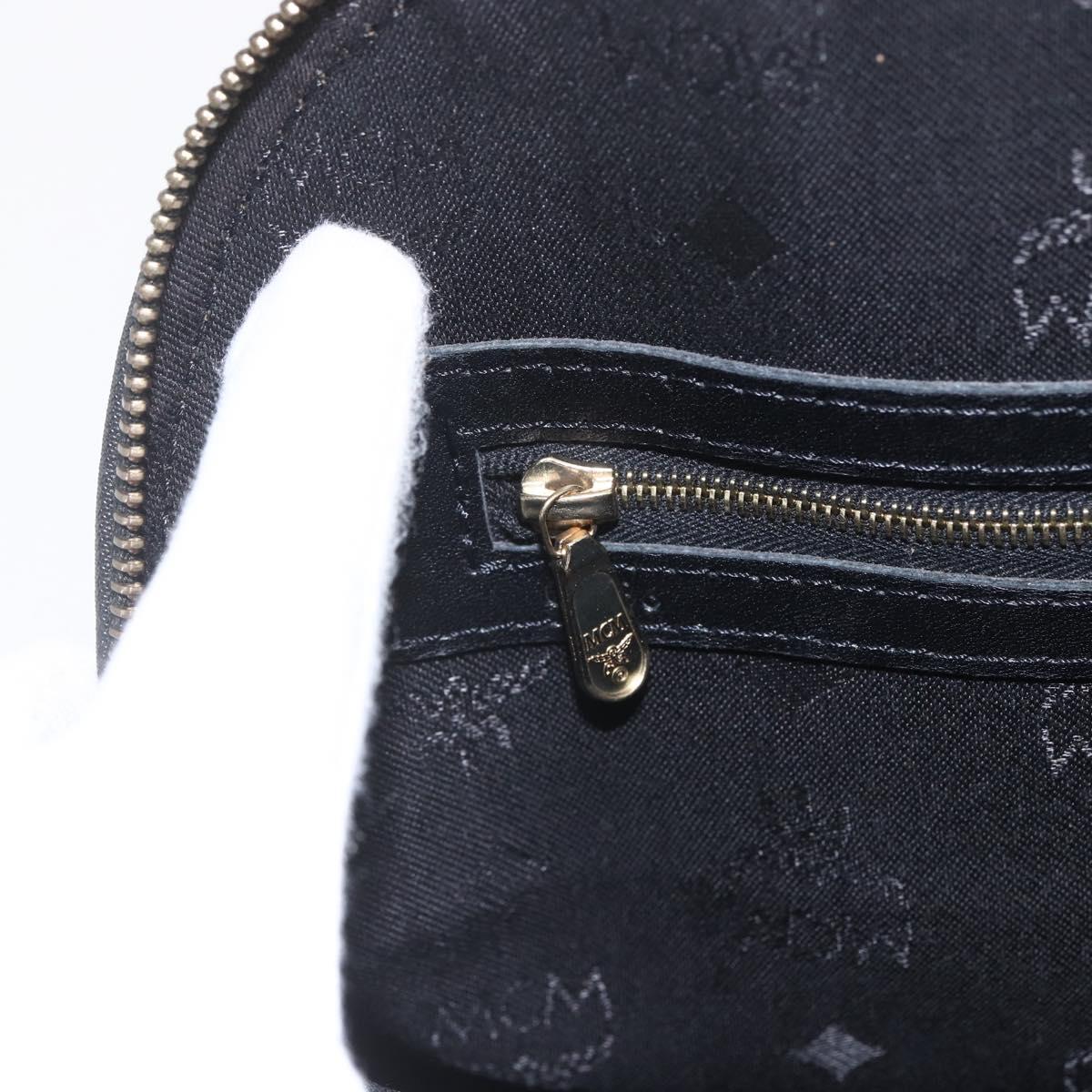 MCM Logogram Vicetos Hand Bag PVC Black Gold Auth 164967