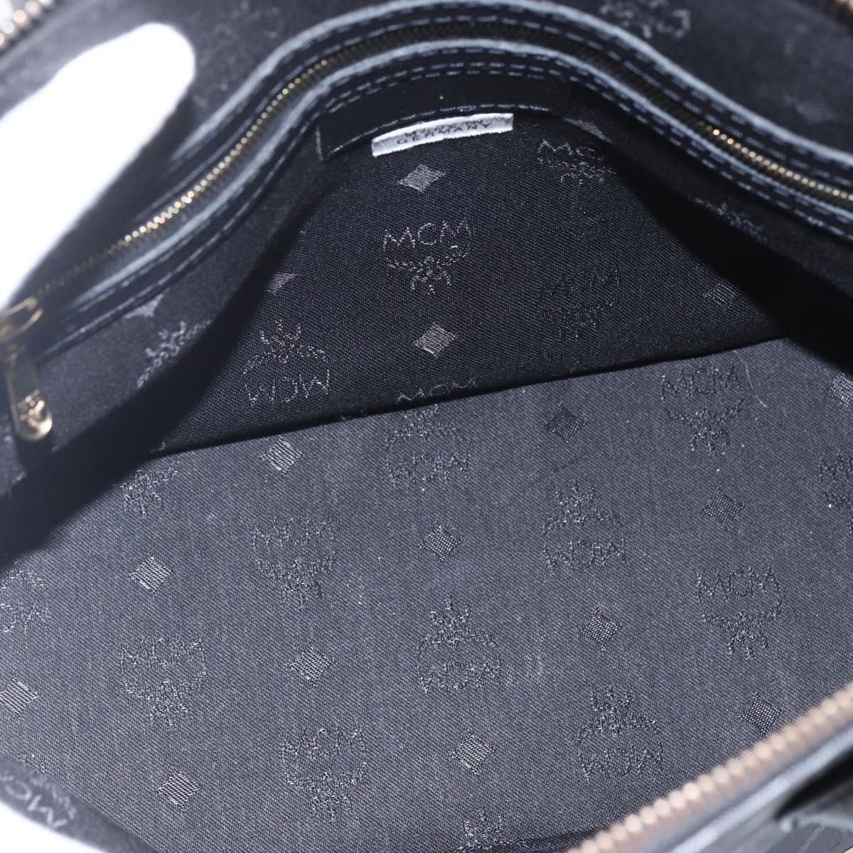 MCM Logogram Vicetos Hand Bag PVC Black Gold Auth 164967