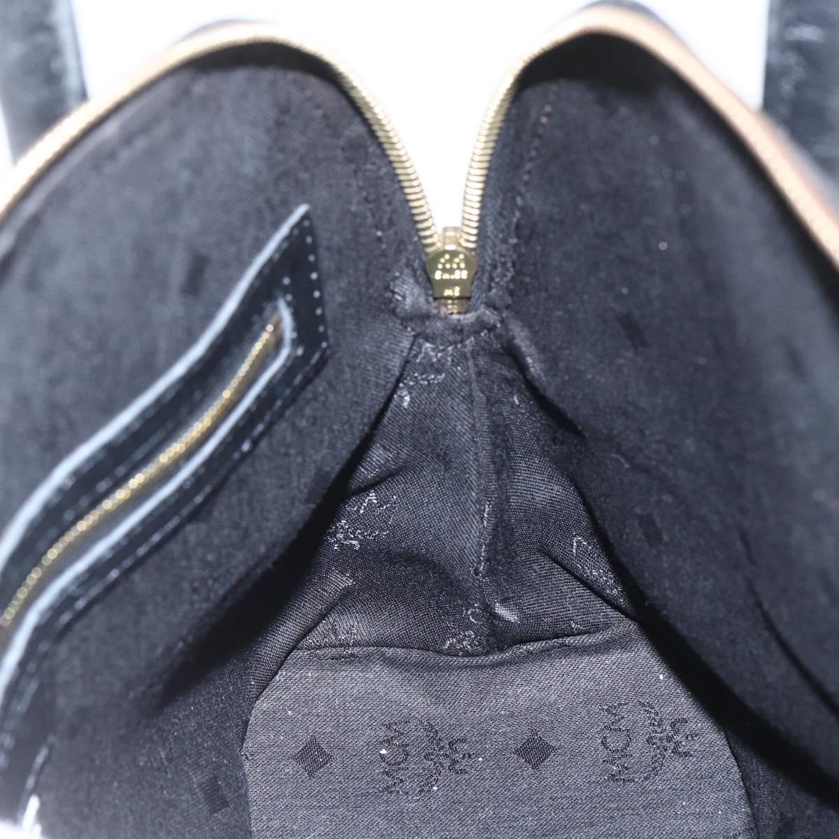 MCM Logogram Vicetos Hand Bag PVC Black Gold Auth 164967