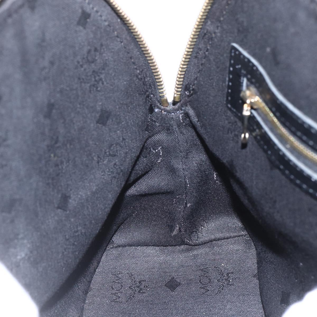 MCM Logogram Vicetos Hand Bag PVC Black Gold Auth 164967