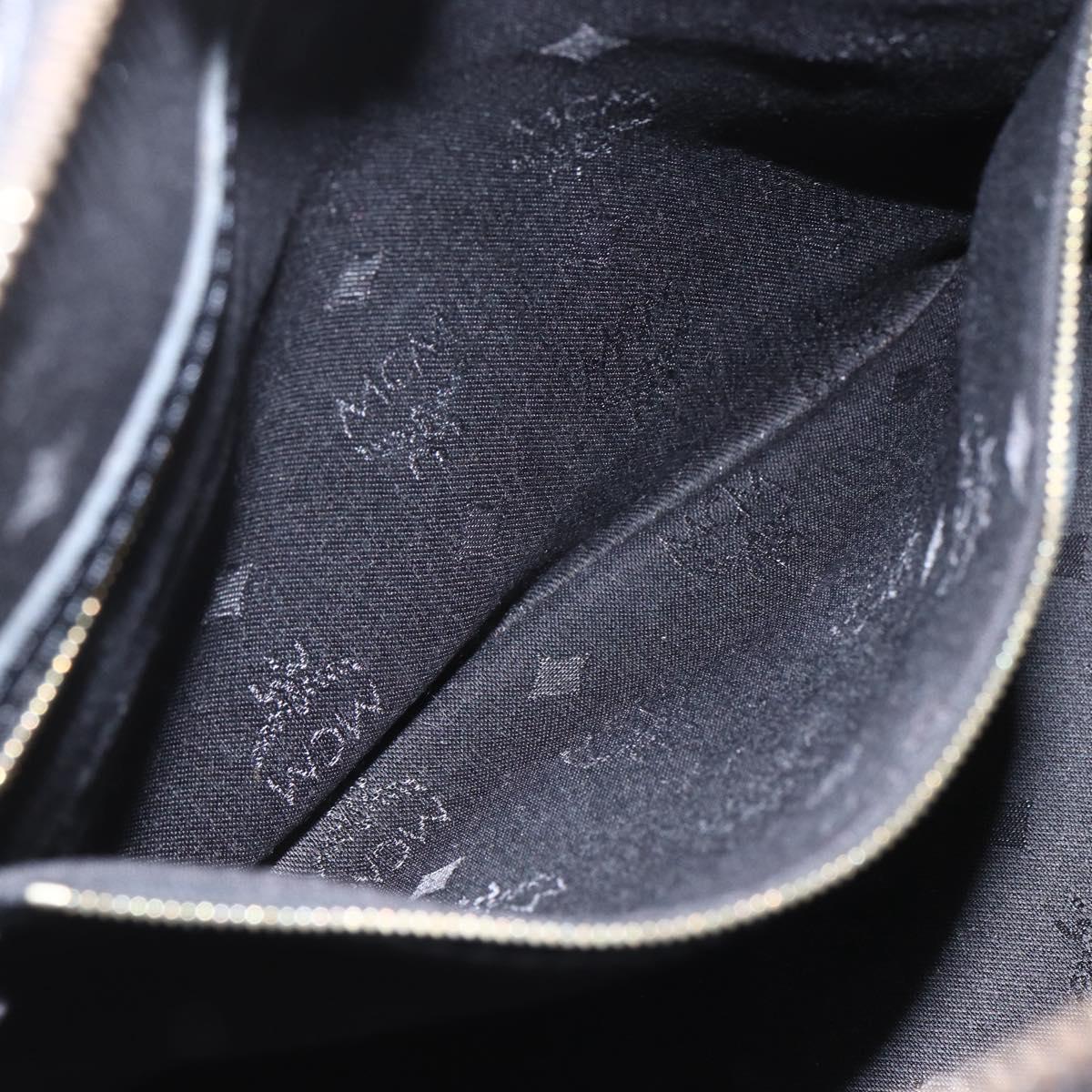 MCM Logogram Vicetos Hand Bag PVC Black Gold Auth 164967