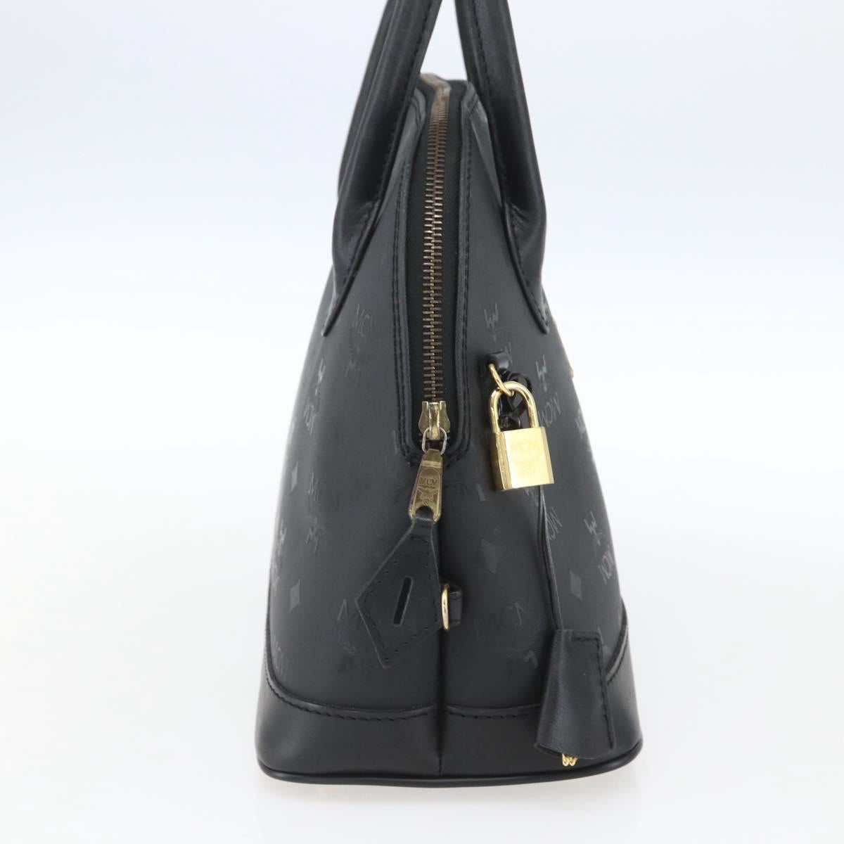 MCM Logogram Vicetos Hand Bag PVC Black Gold Auth 164967