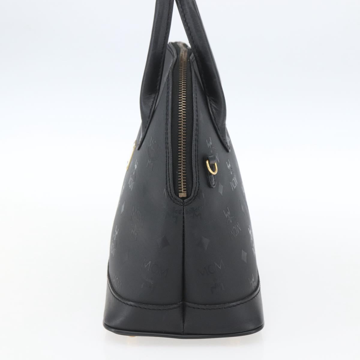 MCM Logogram Vicetos Hand Bag PVC Black Gold Auth 164967