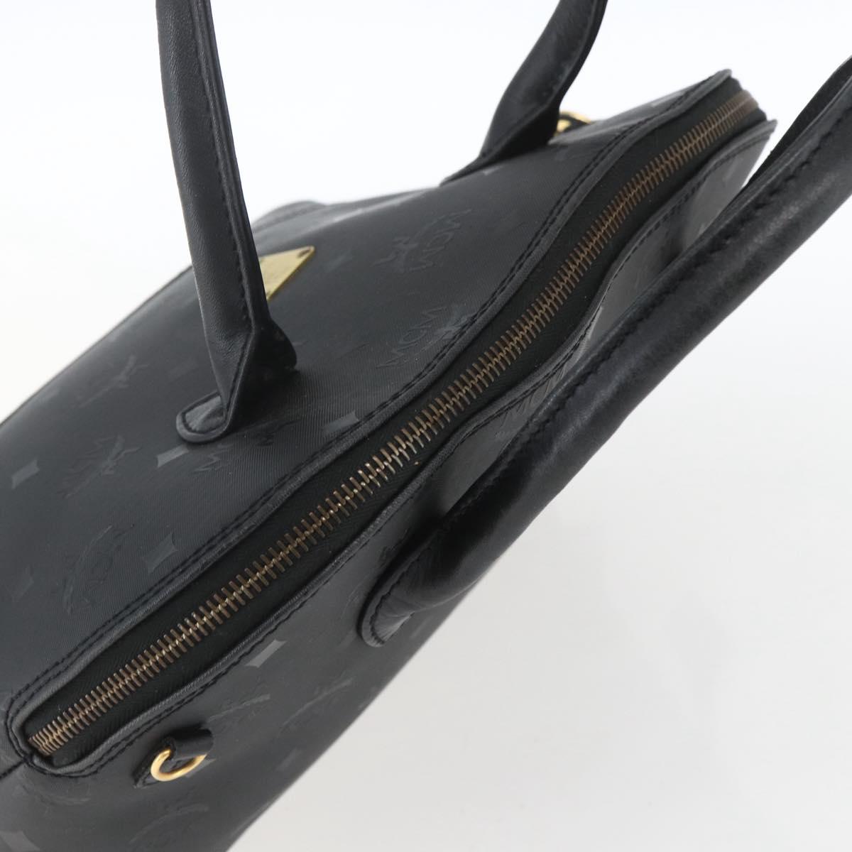 MCM Logogram Vicetos Hand Bag PVC Black Gold Auth 164967