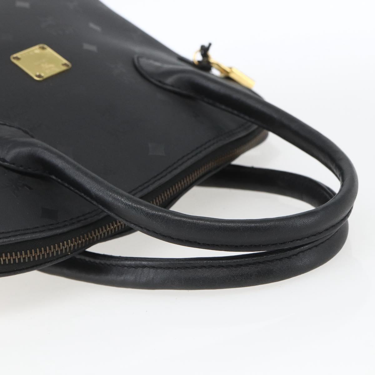 MCM Logogram Vicetos Hand Bag PVC Black Gold Auth 164967