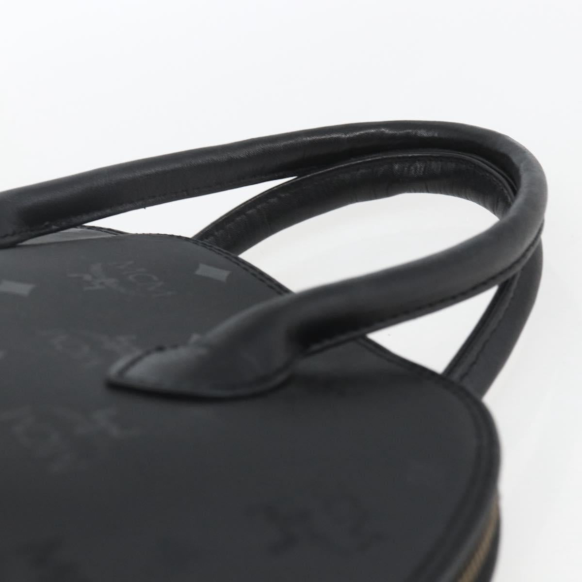 MCM Logogram Vicetos Hand Bag PVC Black Gold Auth 164967