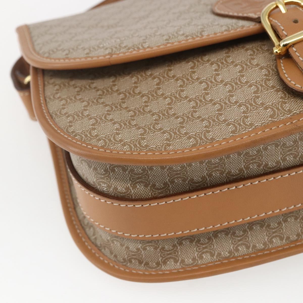 CELINE Macadam Canvas Shoulder Bag PVC Beige Gold Auth 164969V