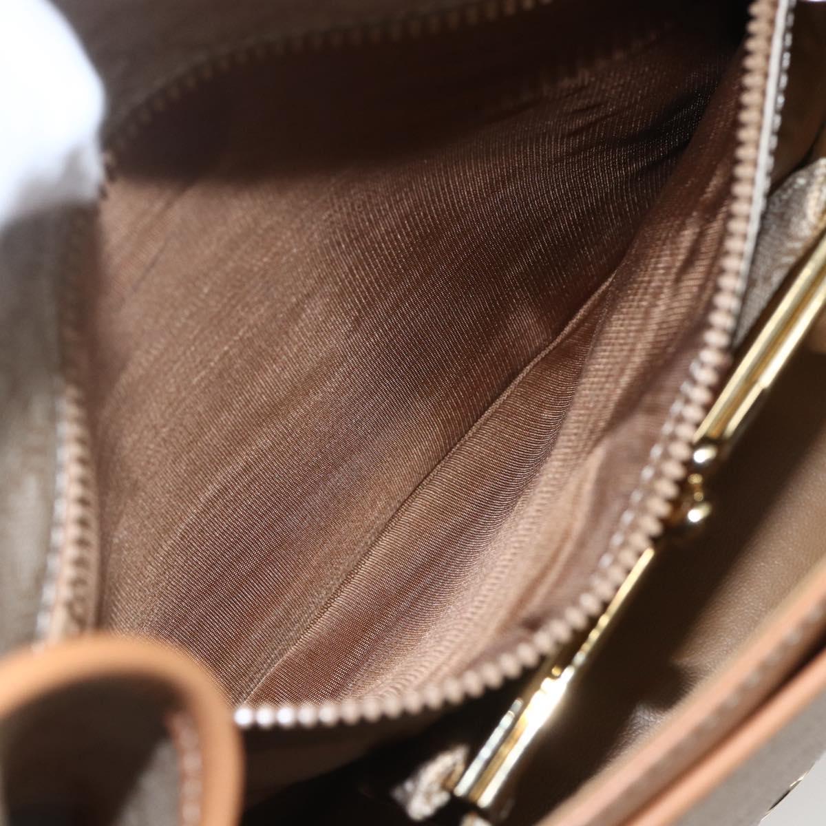 CELINE Macadam Canvas Shoulder Bag PVC Beige Gold Auth 164969V