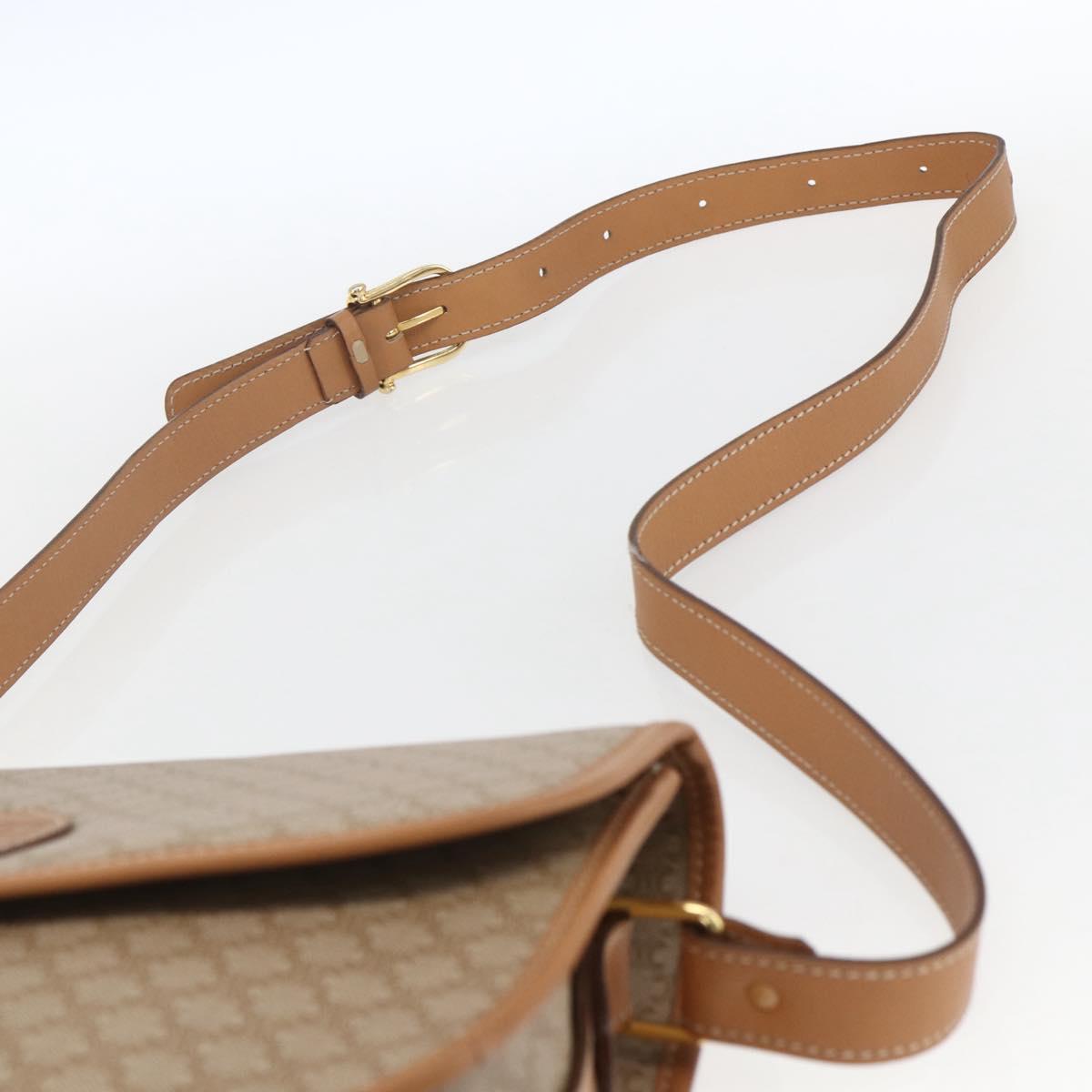 CELINE Macadam Canvas Shoulder Bag PVC Beige Gold Auth 164969V