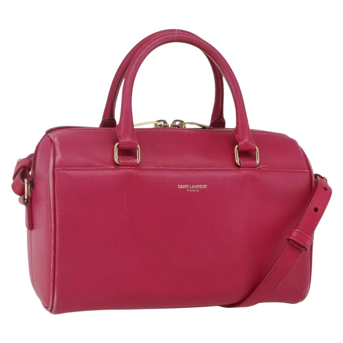 SAINT LAURENT Baby Duffel Hand Bag Leather 2way Pink Gold Auth 164981