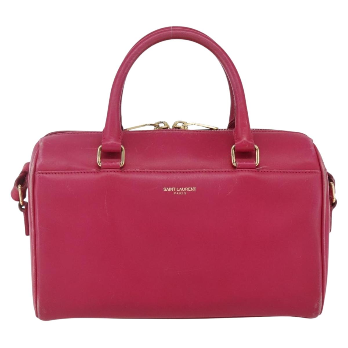 SAINT LAURENT Baby Duffel Hand Bag Leather 2way Pink Gold Auth 164981