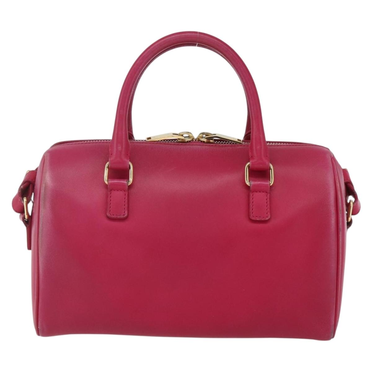 SAINT LAURENT Baby Duffel Hand Bag Leather 2way Pink Gold Auth 164981