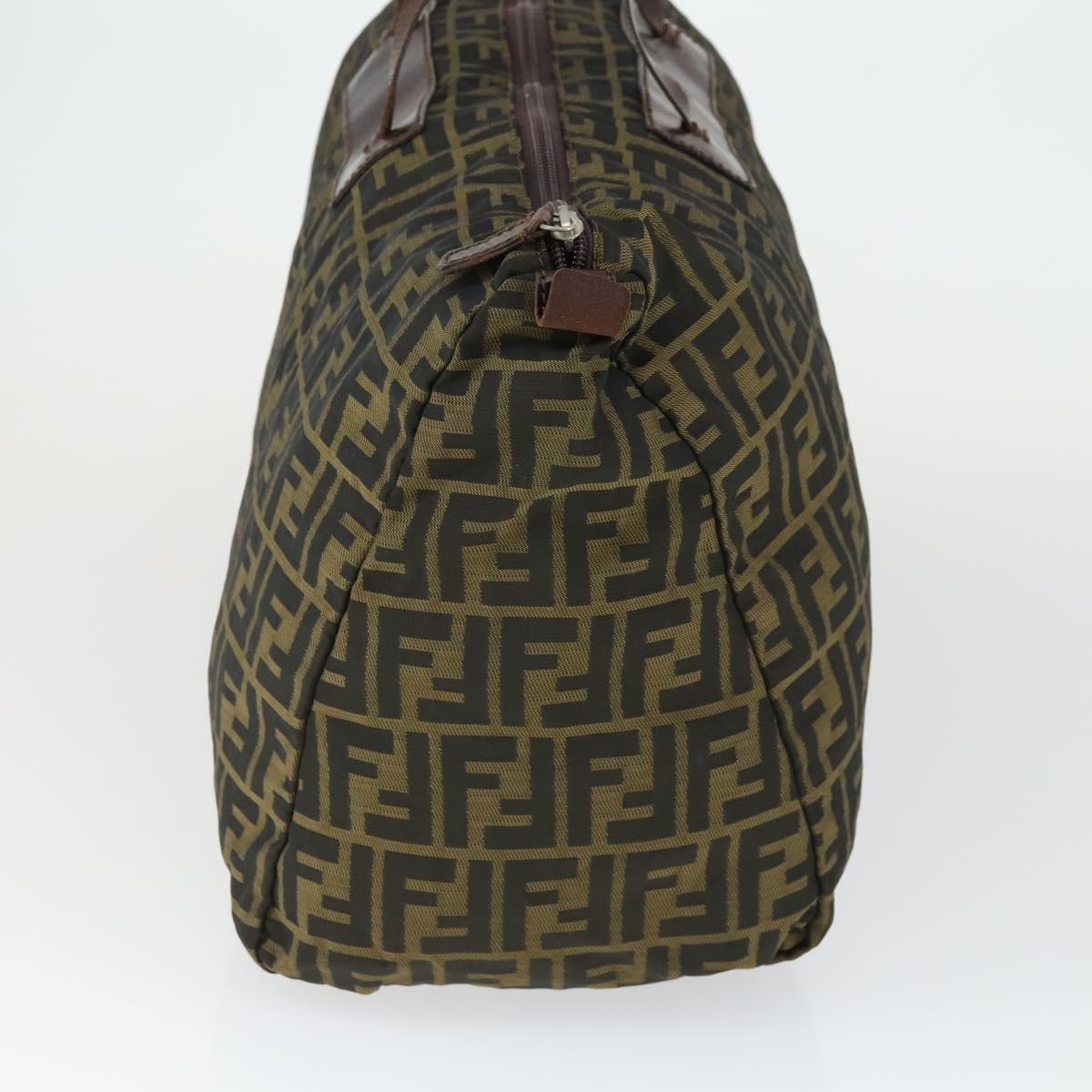 FENDI Zucca Canvas Boston Bag Brown Black Auth 164985
