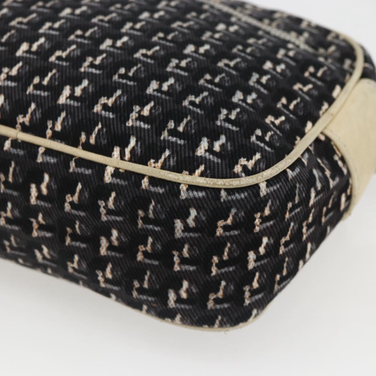 CHANEL Shoulder Bag Canvas Black Silver CC Auth 164987