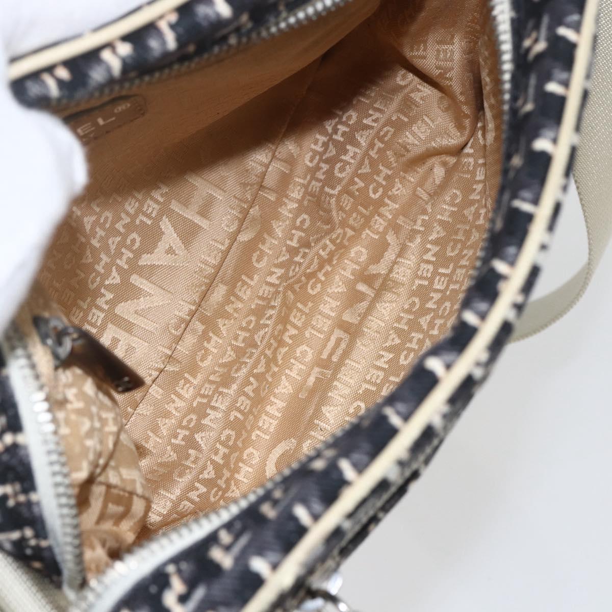CHANEL Shoulder Bag Canvas Black Silver CC Auth 164987