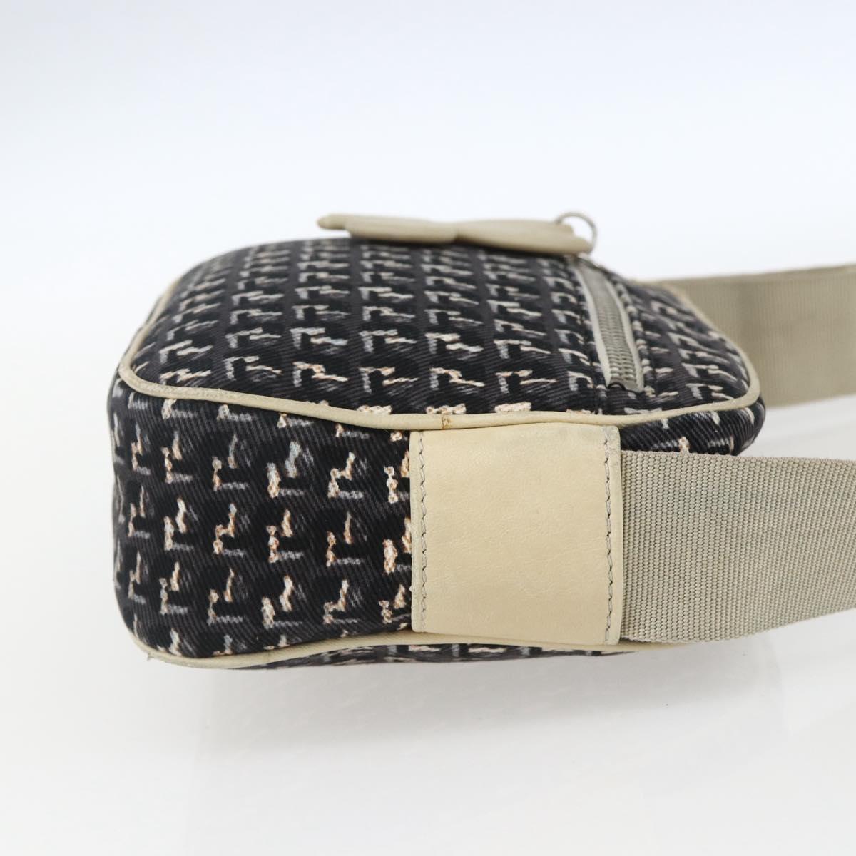 CHANEL Shoulder Bag Canvas Black Silver CC Auth 164987