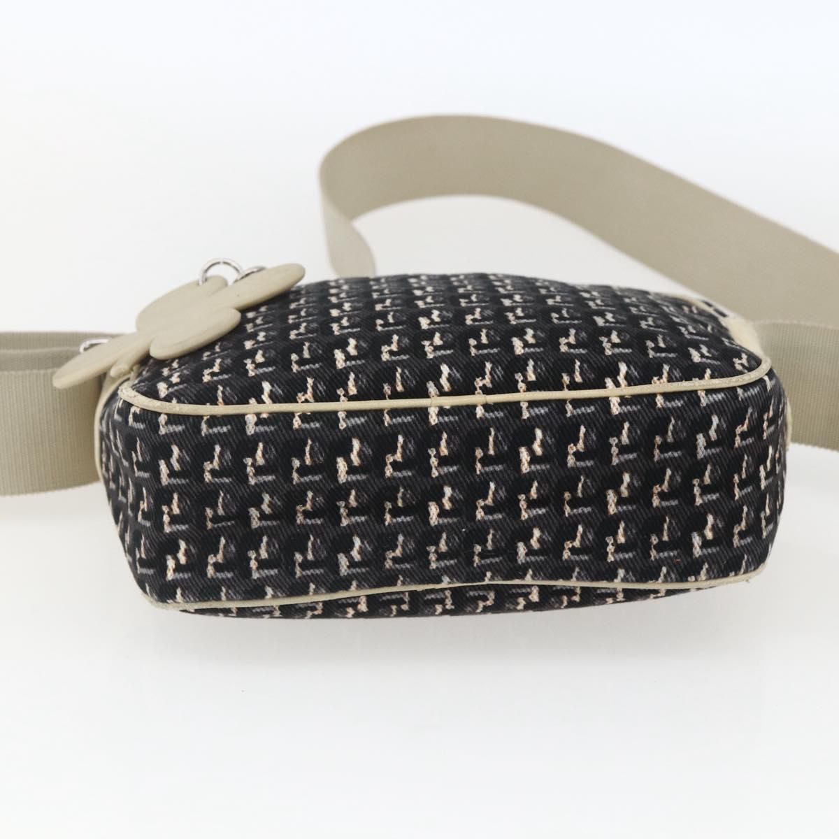 CHANEL Shoulder Bag Canvas Black Silver CC Auth 164987