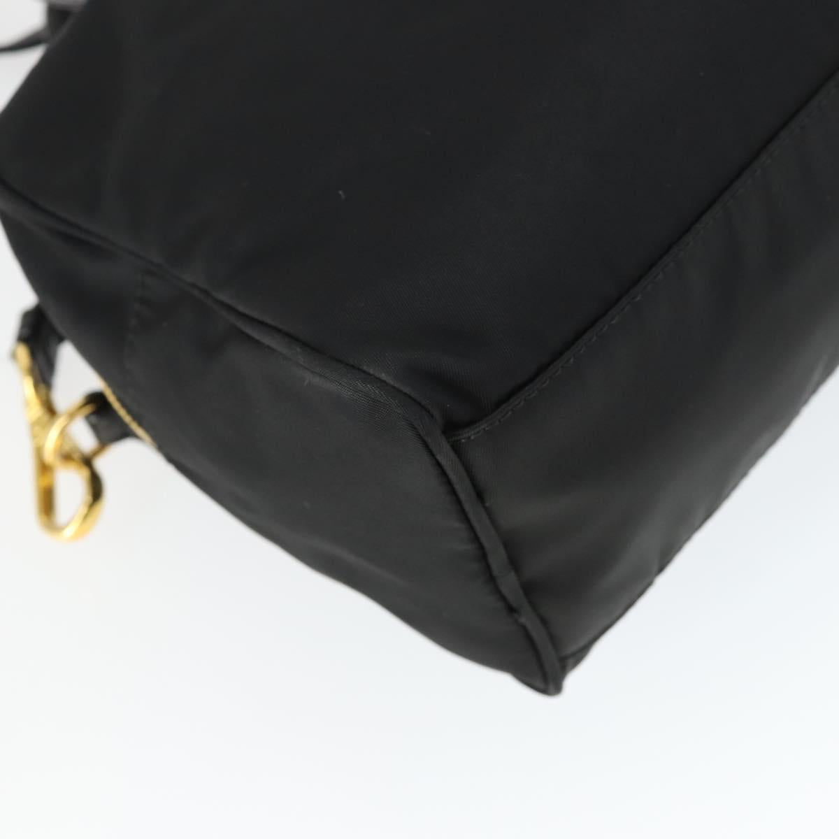 PRADA Hand Bag Nylon 2way Black Gold Auth 164988