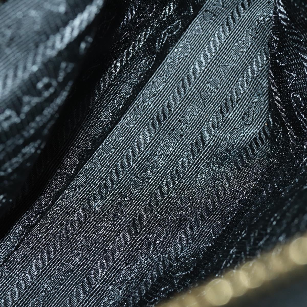 PRADA Hand Bag Nylon 2way Black Gold Auth 164988