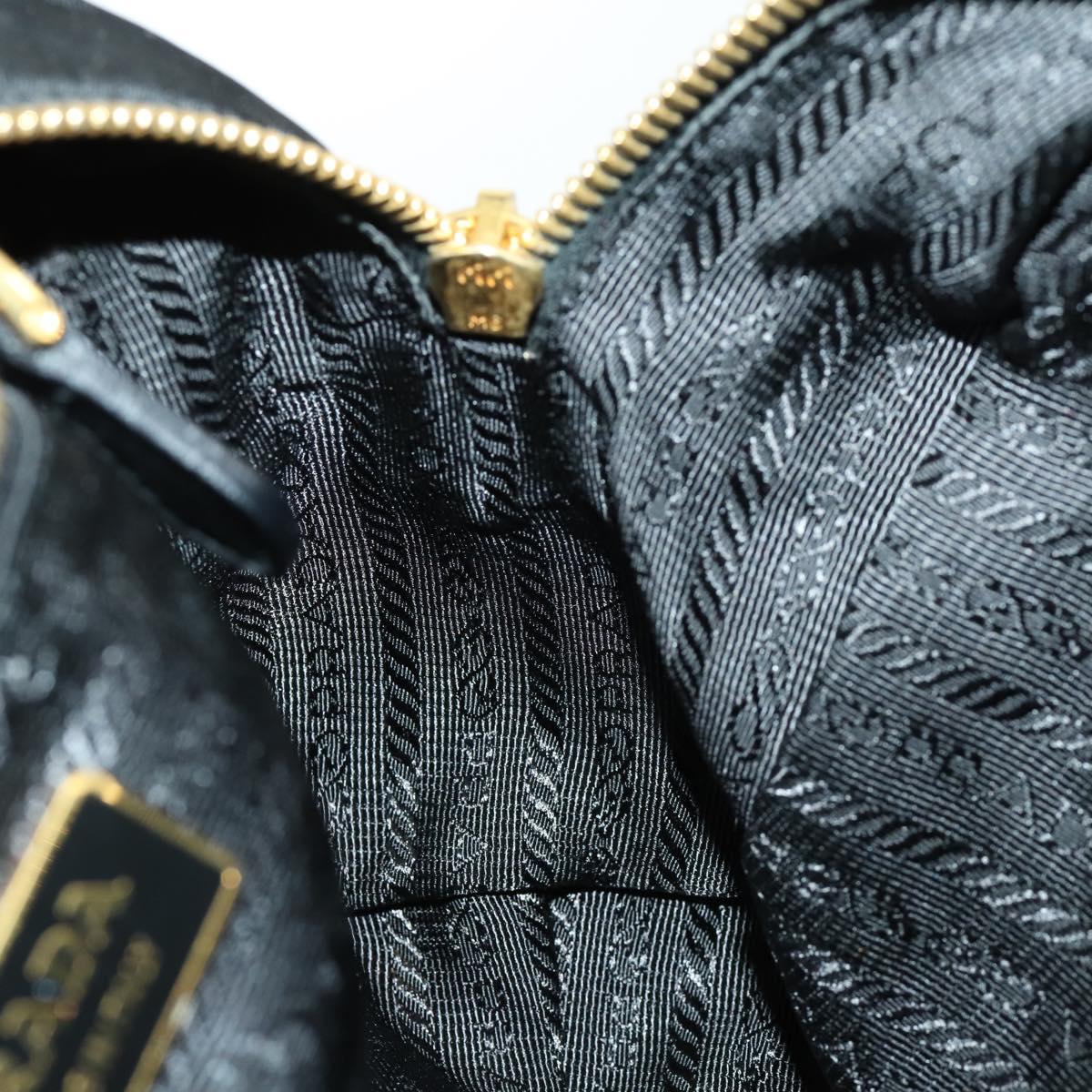 PRADA Hand Bag Nylon 2way Black Gold Auth 164988