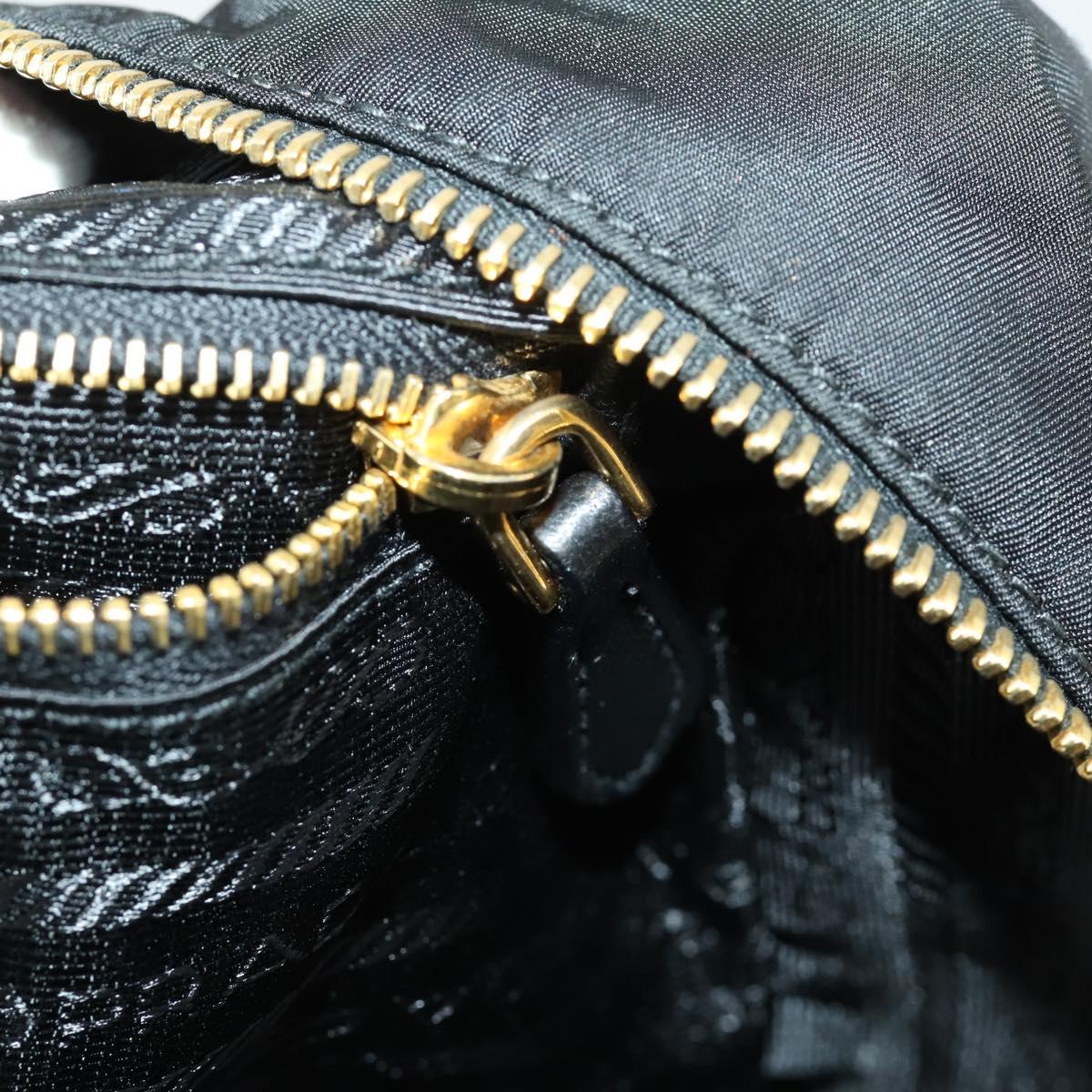 PRADA Hand Bag Nylon 2way Black Gold Auth 164988