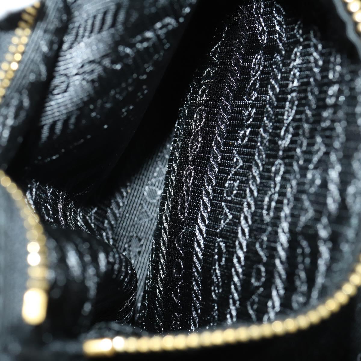 PRADA Hand Bag Nylon 2way Black Gold Auth 164988
