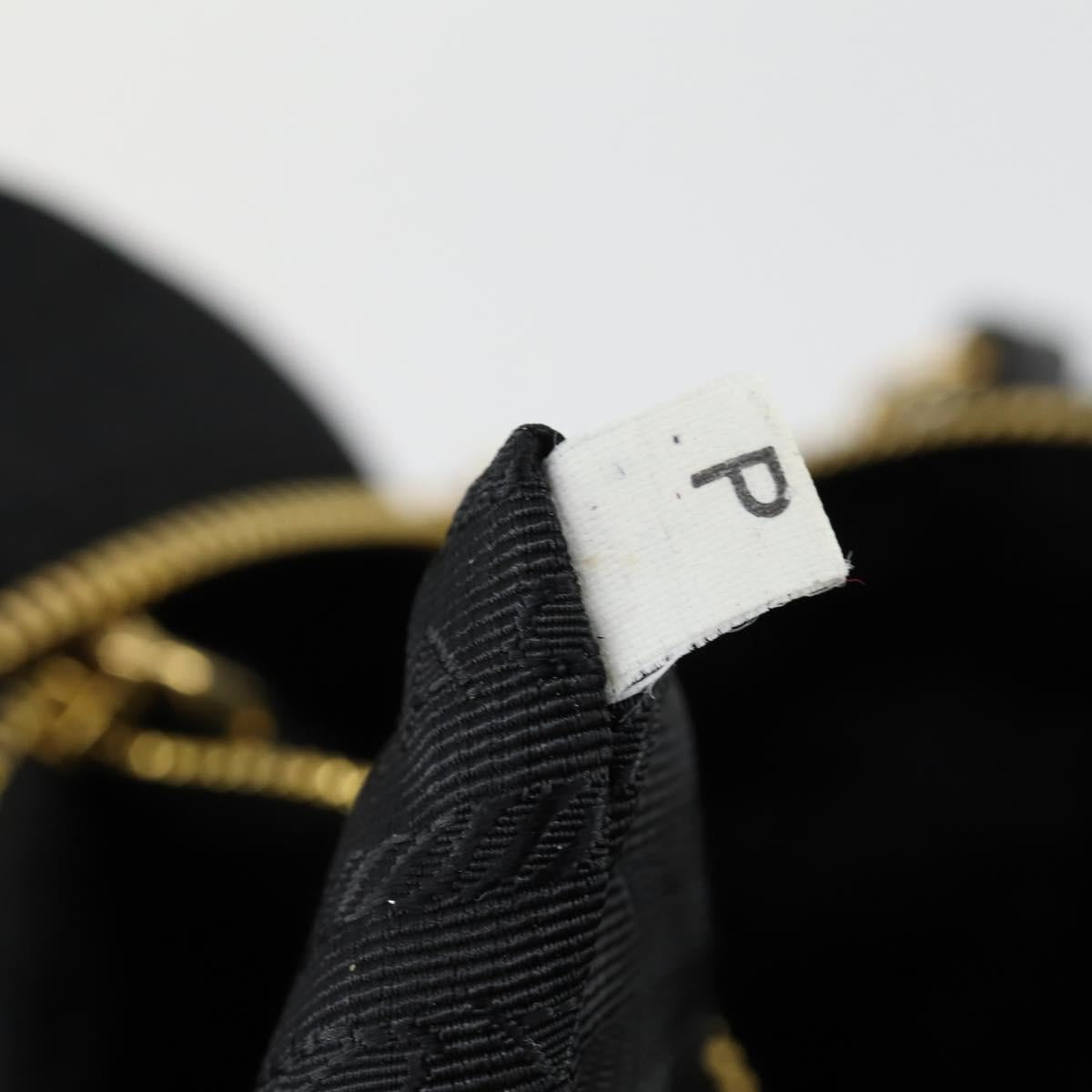 PRADA Hand Bag Nylon 2way Black Gold Auth 164988