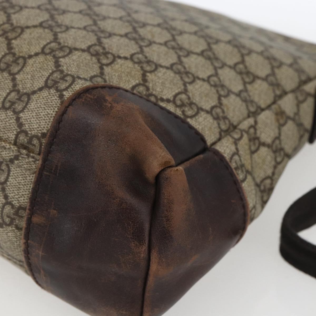 GUCCI GG Supreme Shoulder Bag PVC Beige Silver 110054 Auth 164997