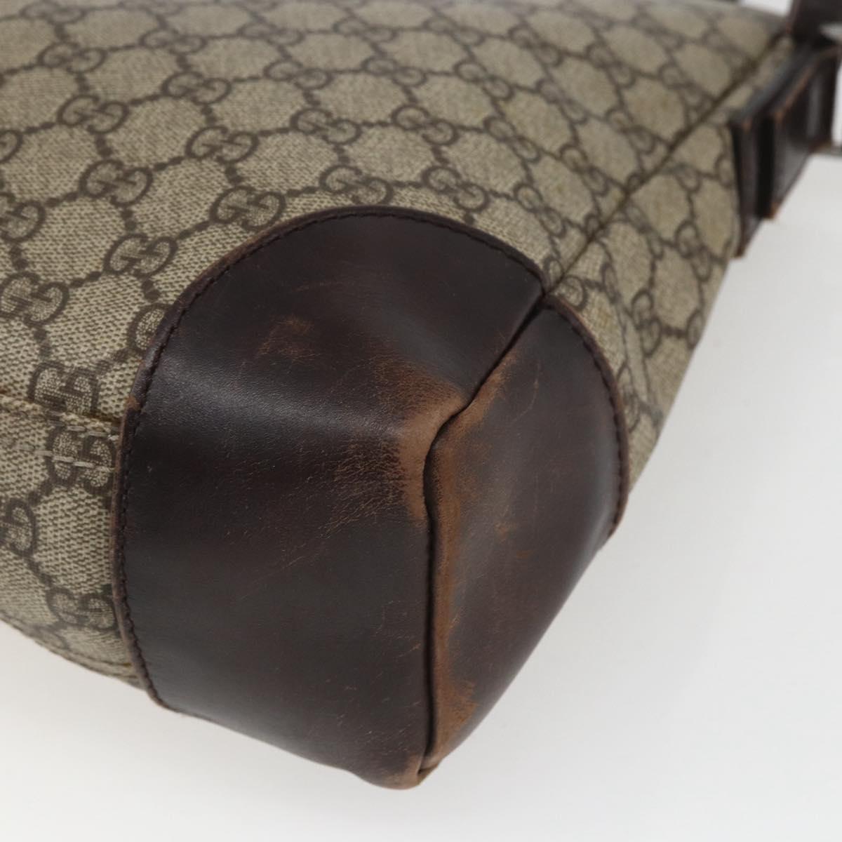 GUCCI GG Supreme Shoulder Bag PVC Beige Silver 110054 Auth 164997