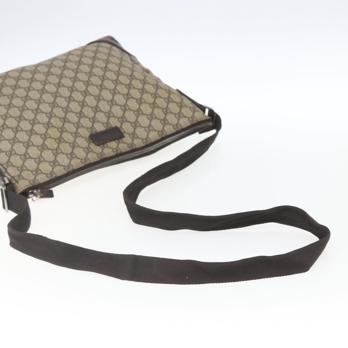 GUCCI GG Supreme Shoulder Bag PVC Beige Silver 110054 Auth 164997